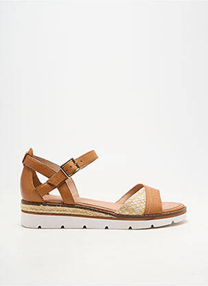 Sandale/pantofi decupați material neted toc plat până la 3 cm maro EMILIE KARSTON femeie