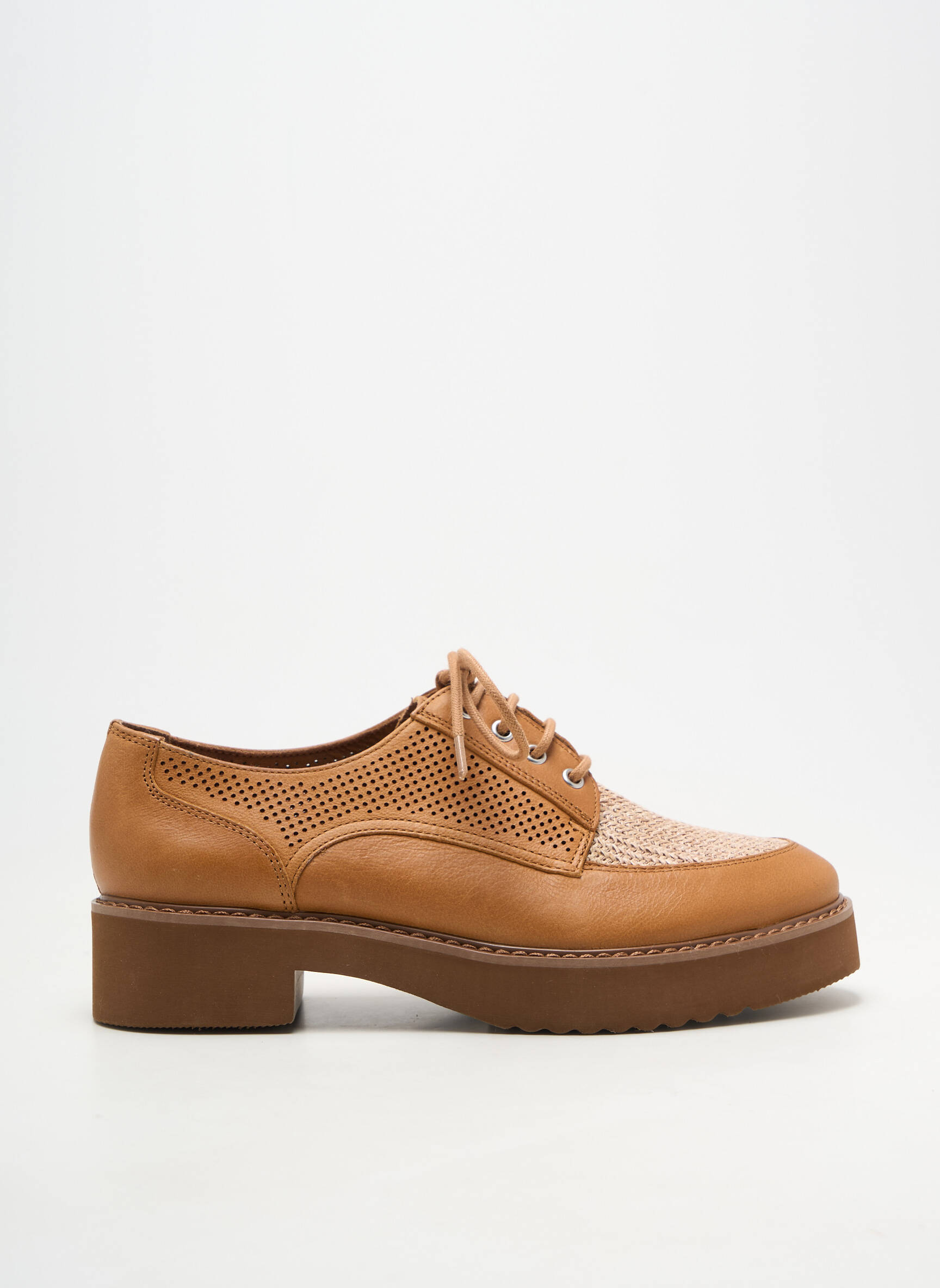 Derby-uri material neted toc de 4 la 6 cm maro EMILIE KARSTON femeie