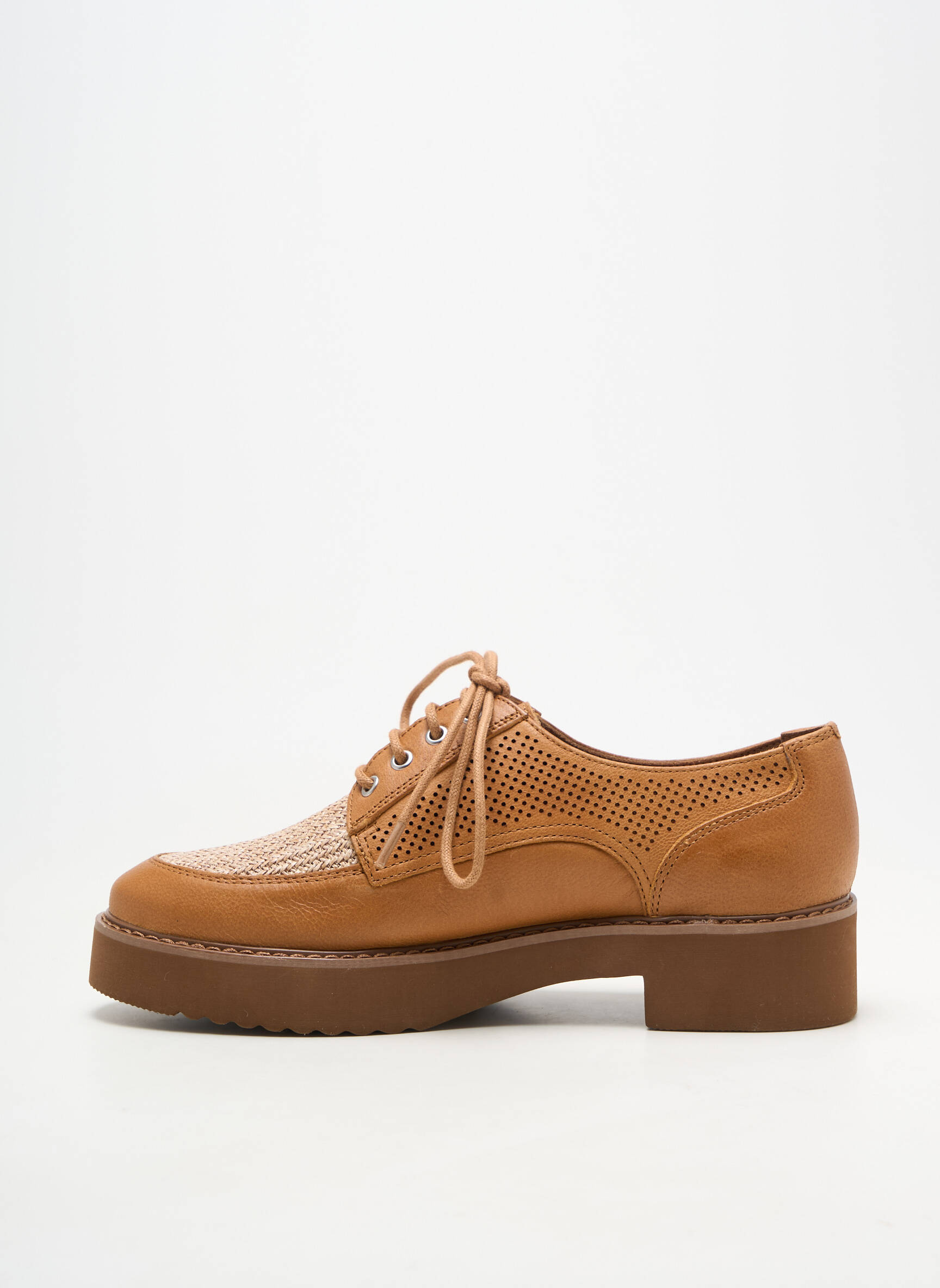 Derby-uri material neted toc de 4 la 6 cm maro EMILIE KARSTON femeie