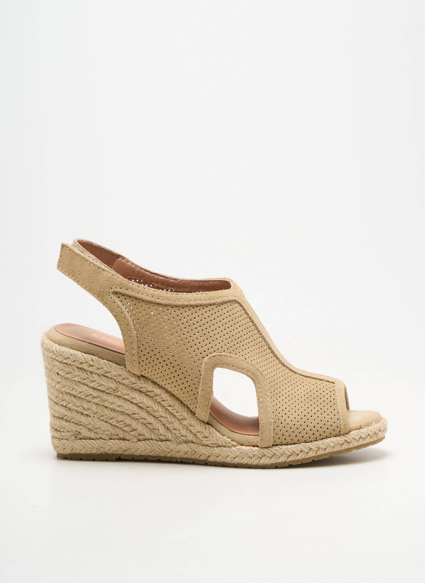 Espadrile vârf deschis toc de 7 la 9 cm bej EMILIE KARSTON femeie
