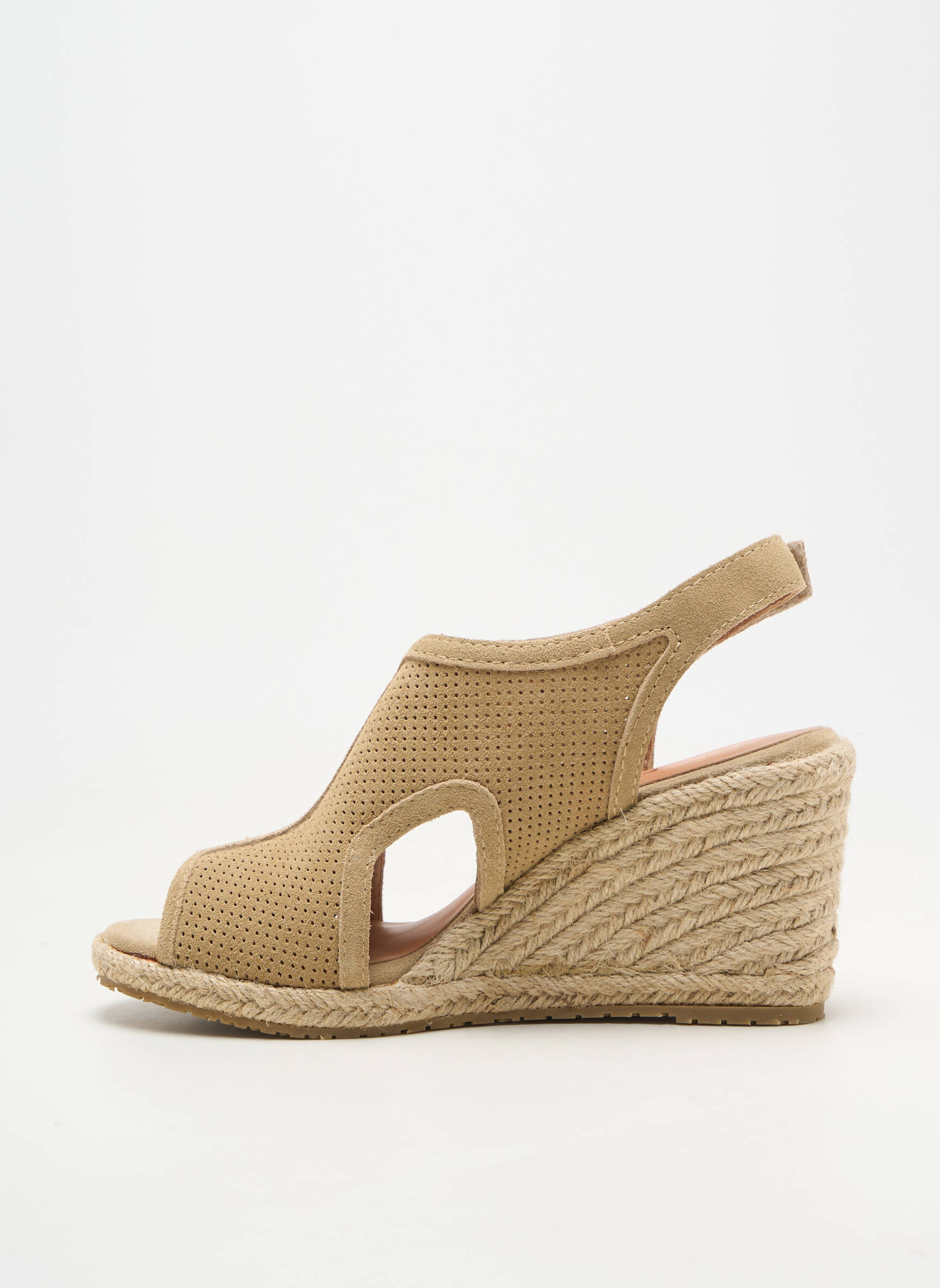 Espadrile vârf deschis toc de 7 la 9 cm bej EMILIE KARSTON femeie