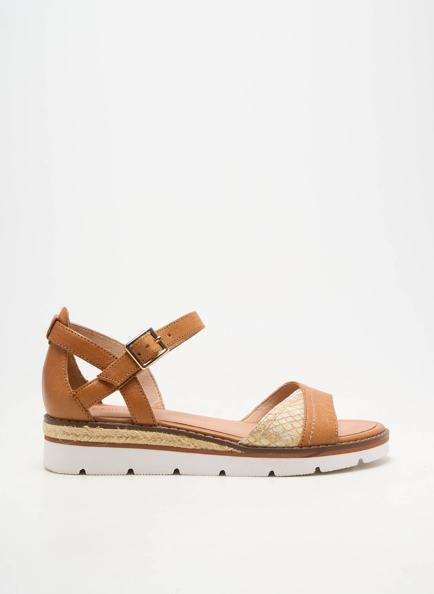 Sandale/pantofi decupați material neted toc plat până la 3 cm maro EMILIE KARSTON femeie
