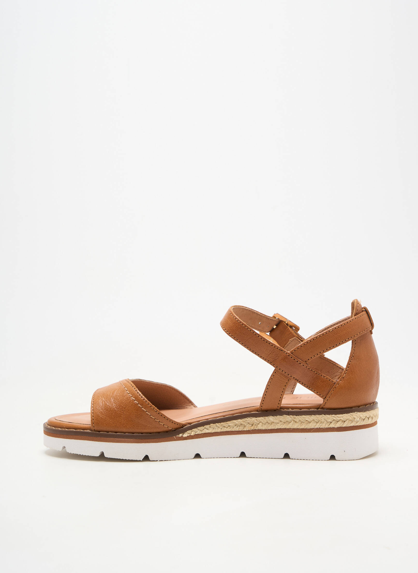 Sandale/pantofi decupați material neted toc plat până la 3 cm maro EMILIE KARSTON femeie