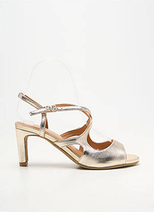 Sandale/pantofi decupați material neted toc de 7 la 9 cm auriu EMILIE KARSTON femeie