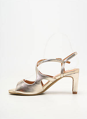 Sandale/pantofi decupați material neted toc de 7 la 9 cm auriu EMILIE KARSTON femeie