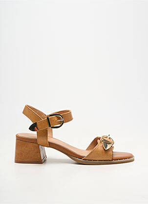 Sandale/pantofi decupați material neted toc de 4 la 6 cm maro EMILIE KARSTON femeie