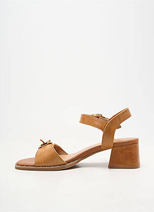 Sandale/pantofi decupați material neted toc de 4 la 6 cm maro EMILIE KARSTON femeie