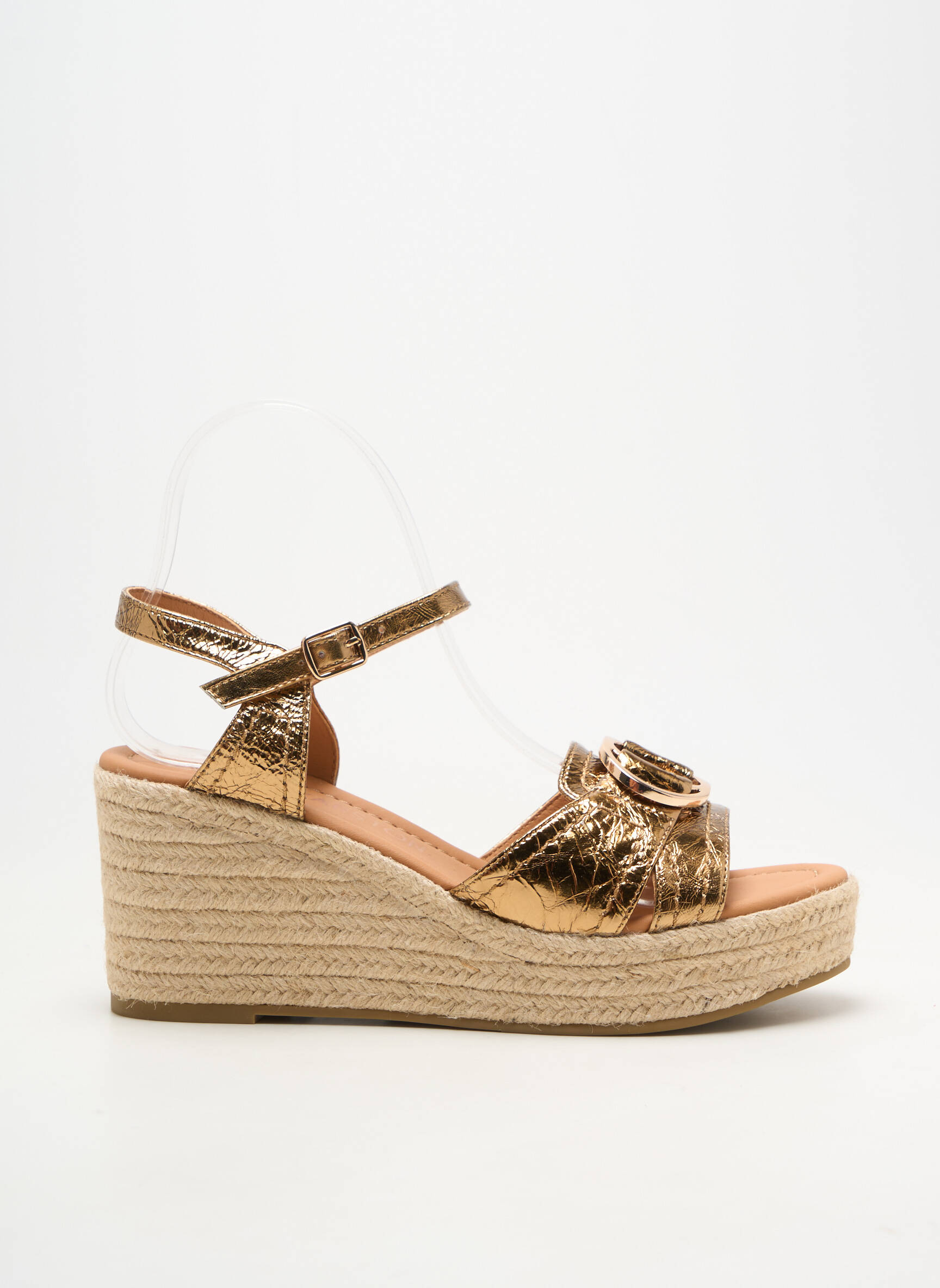 Espadrile închidere cu buclă(e) toc de 7 la 9 cm auriu EMILIE KARSTON femeie