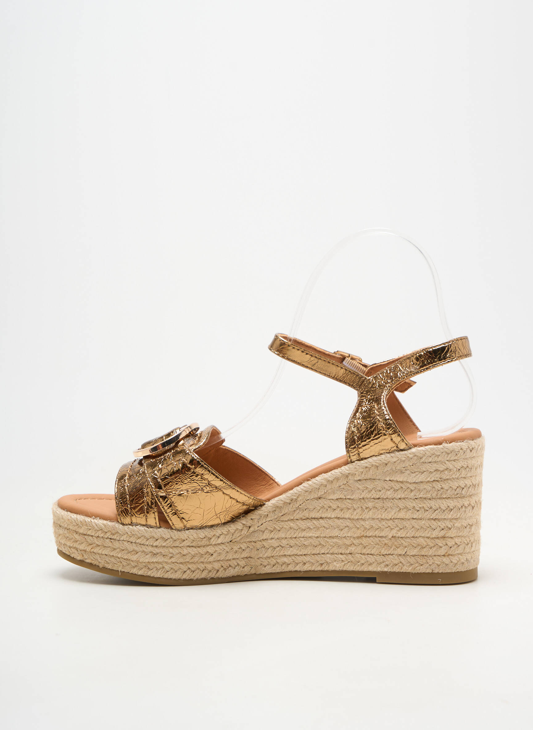 Espadrile închidere cu buclă(e) toc de 7 la 9 cm auriu EMILIE KARSTON femeie