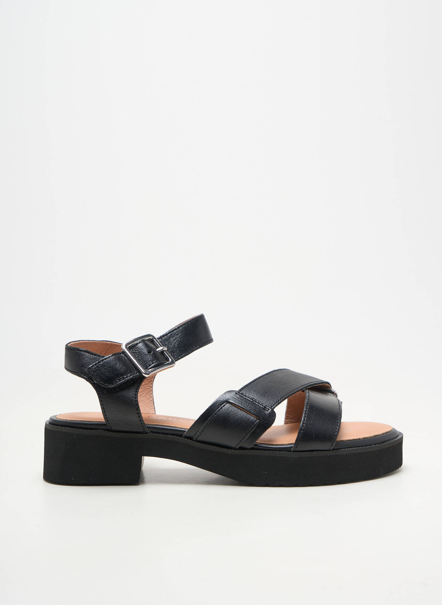 Sandale/pantofi decupați material neted toc de 4 la 6 cm negru EMILIE KARSTON femeie