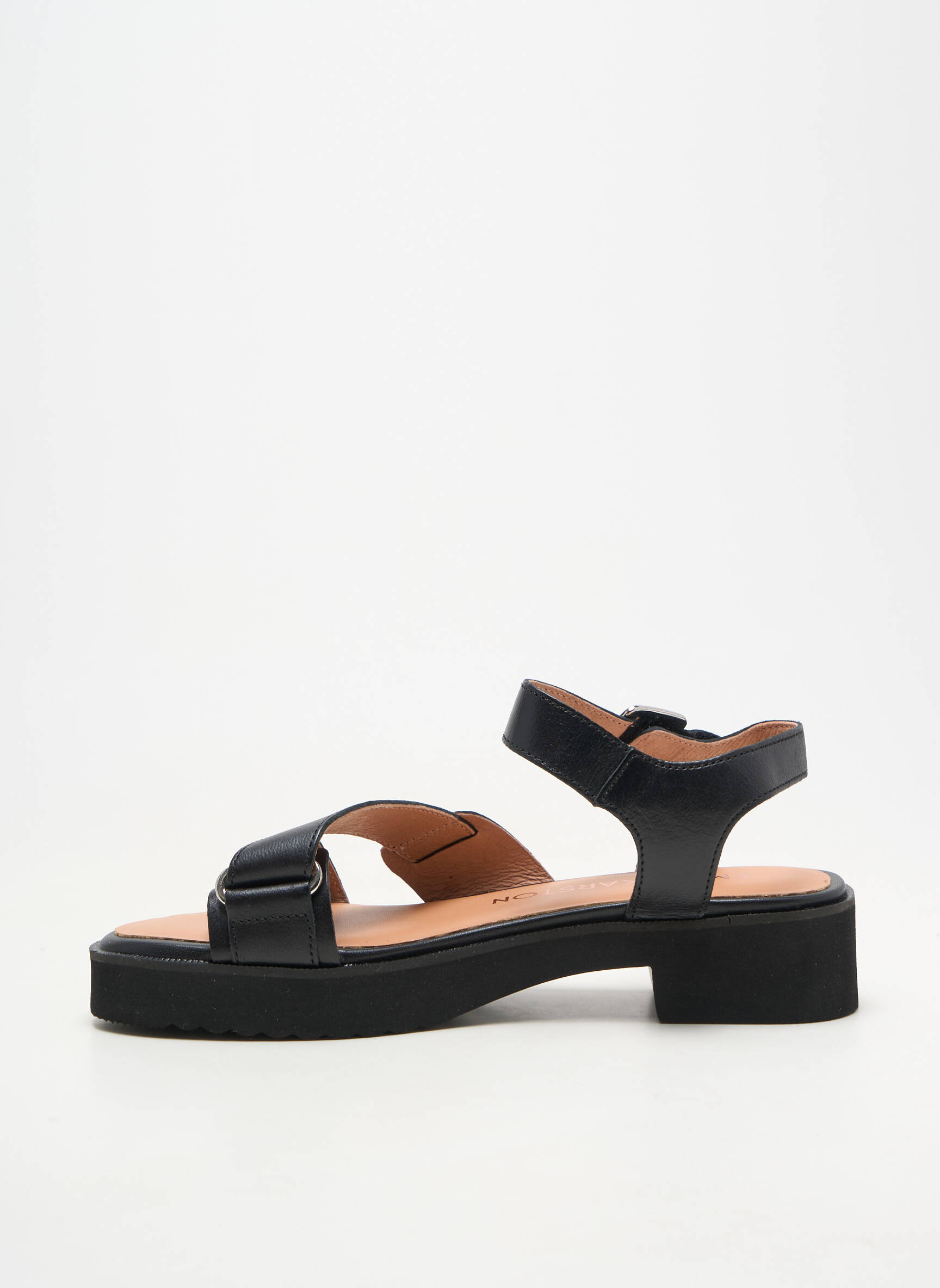 Sandale/pantofi decupați material neted toc de 4 la 6 cm negru EMILIE KARSTON femeie