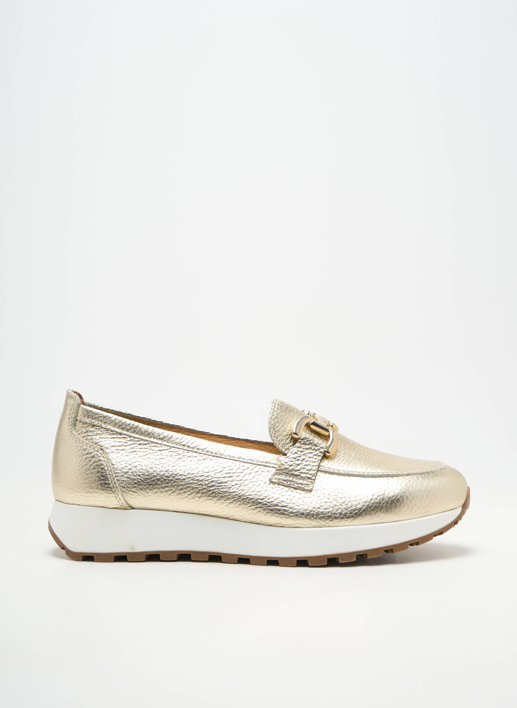 Mocasini material neted toc plat până la 3 cm auriu REBELLE femeie