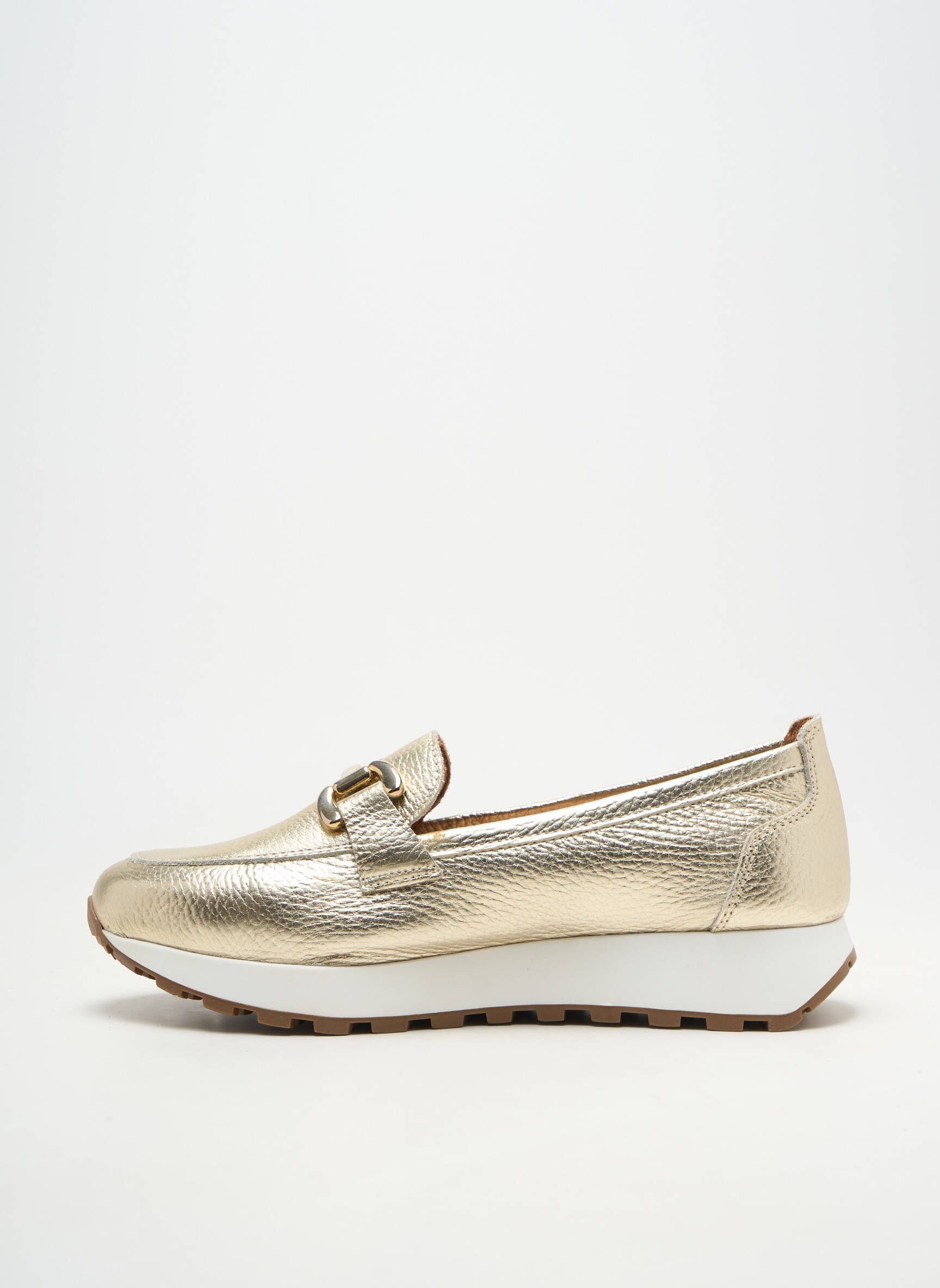 Mocasini material neted toc plat până la 3 cm auriu REBELLE femeie