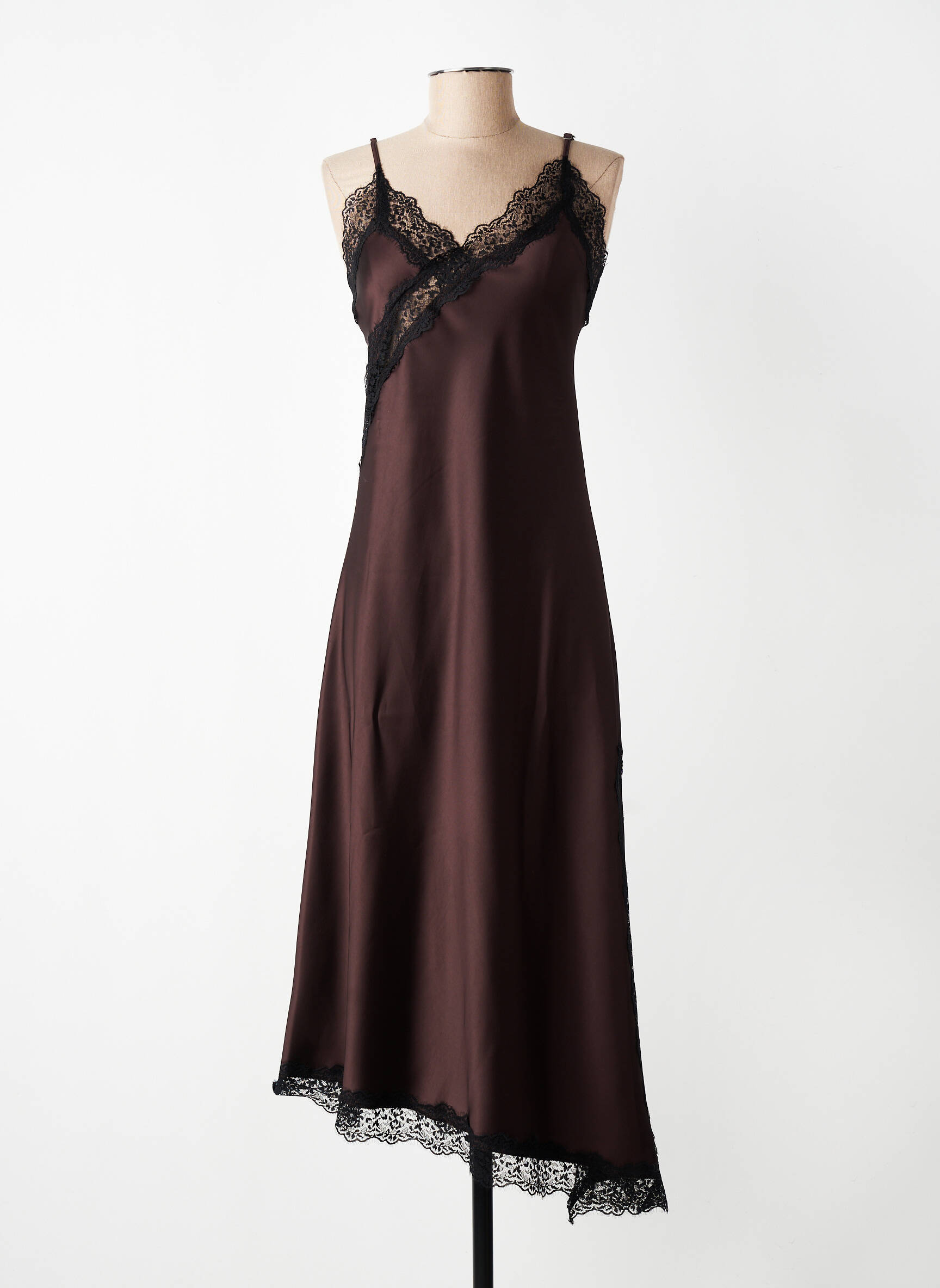 Rochie lungă bretele subțiri bretele subțiri maro IMPERIAL femeie