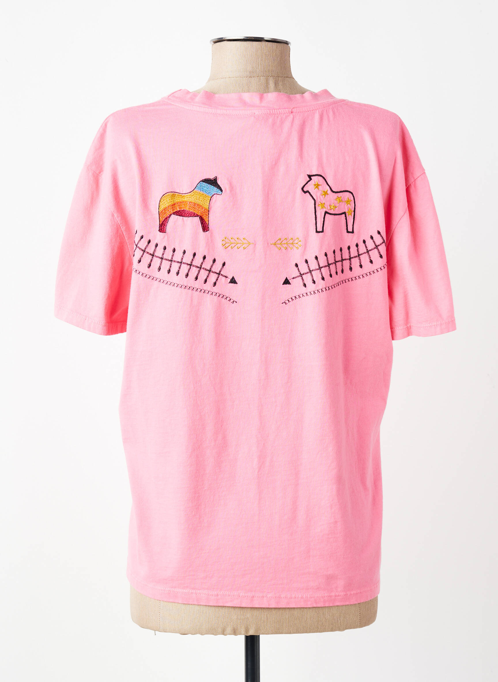 Tricou croială dreaptă mâneci scurte roz JOHANNA PARIS femeie