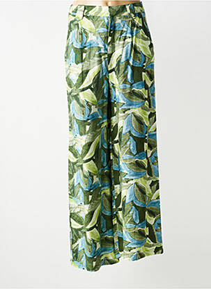 Pantalon larg țesătură crep talie înaltă verde SEE U SOON femeie