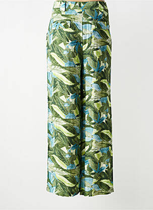 Pantalon larg țesătură crep talie înaltă verde SEE U SOON femeie