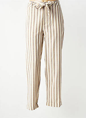 Pantalon drept țesătură crep talie înaltă bej SEE U SOON femeie