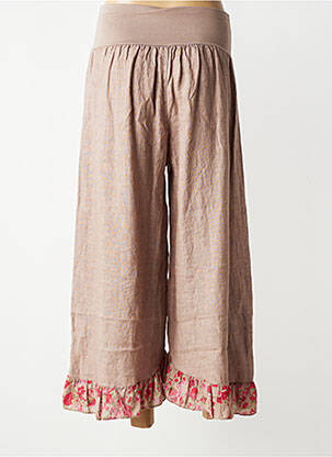 Pantalon 7/8 talie elastică maro COLETTE femeie