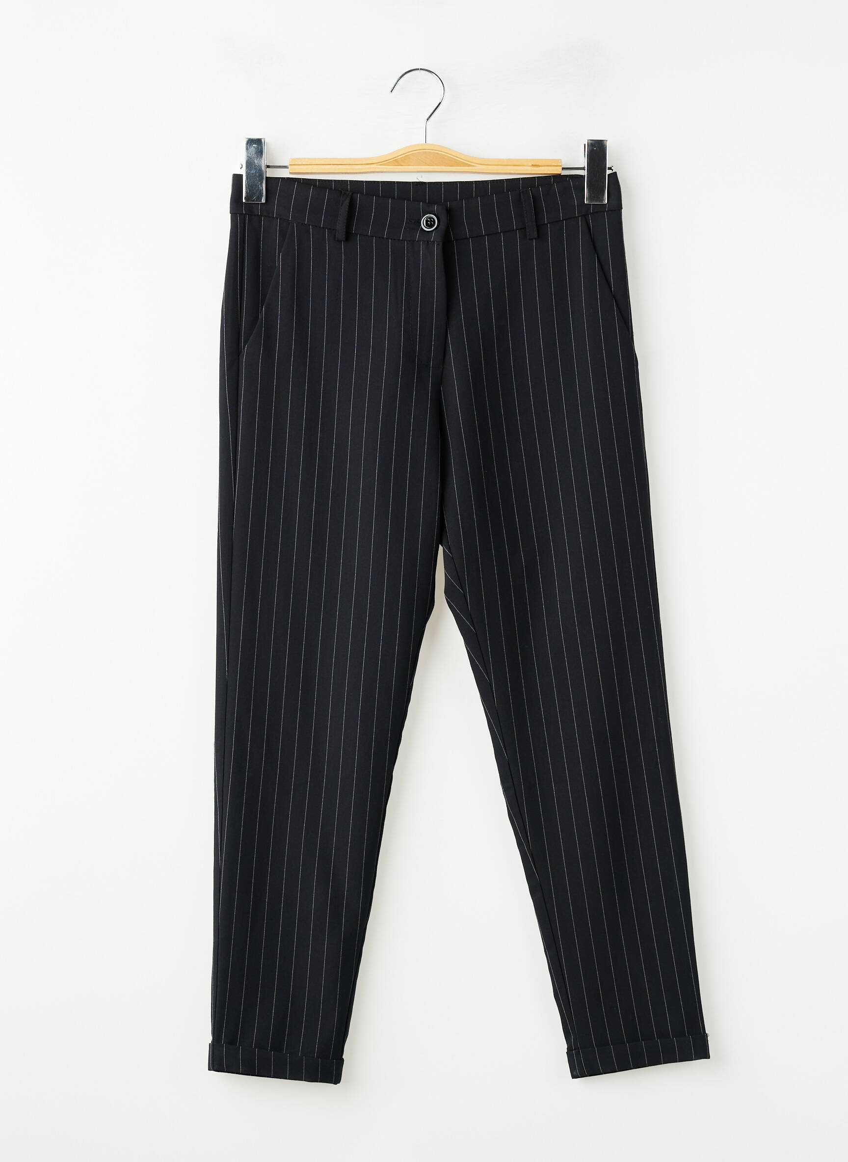 Pantalon 7/8 talie cu cleme mărime normală negru IMPERIAL femeie