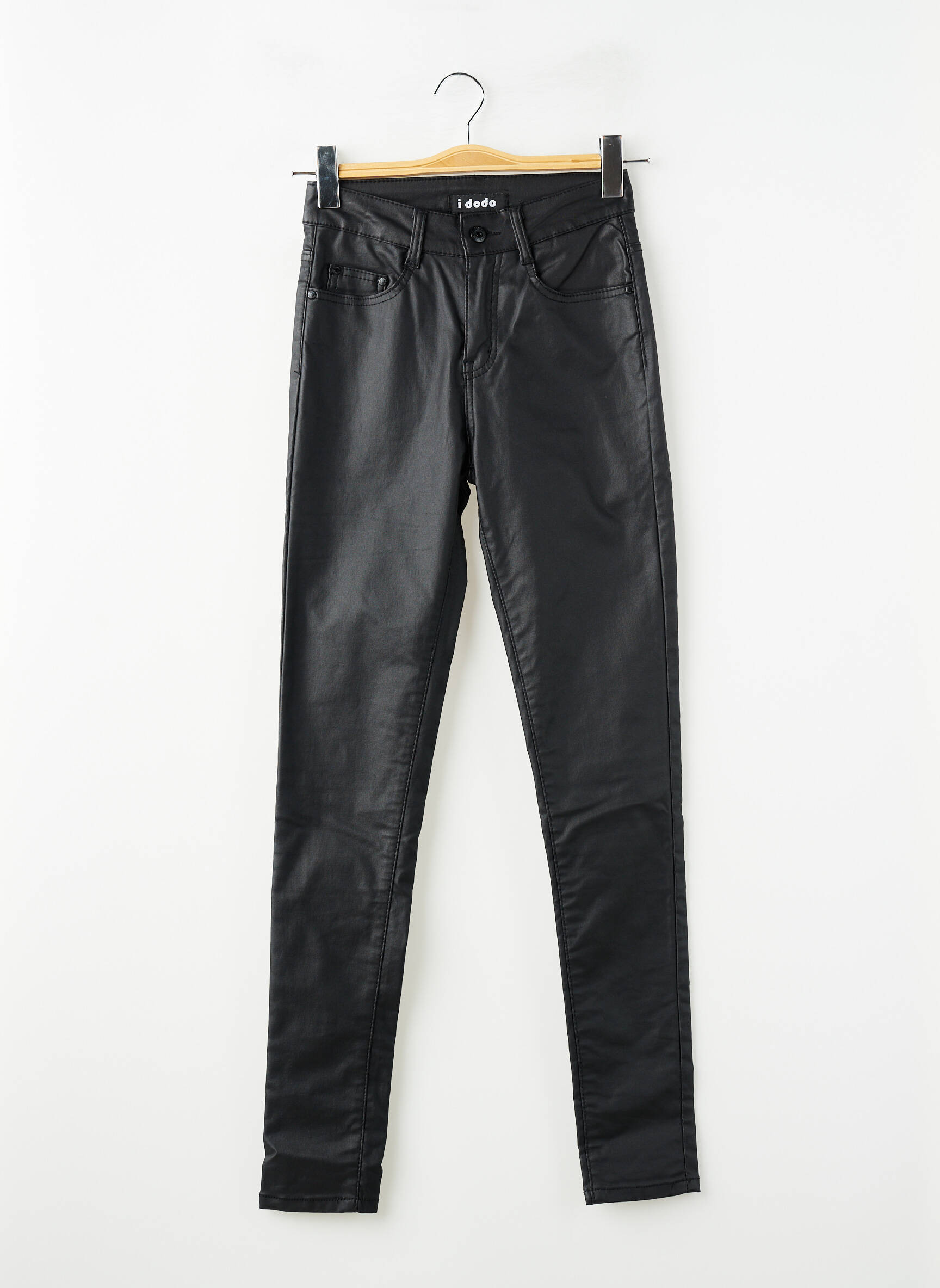 Pantalon slim talie înaltă talie înaltă negru IDODO femeie