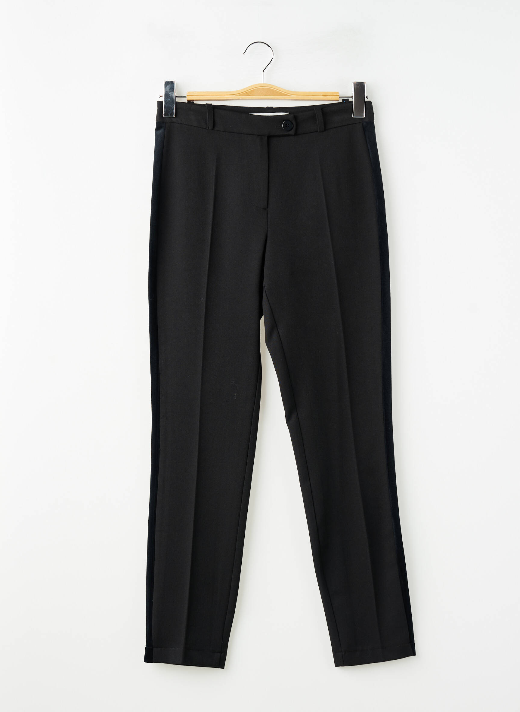 Pantalon 7/8 talie cu cleme mărime normală negru HIPPOCAMPE femeie