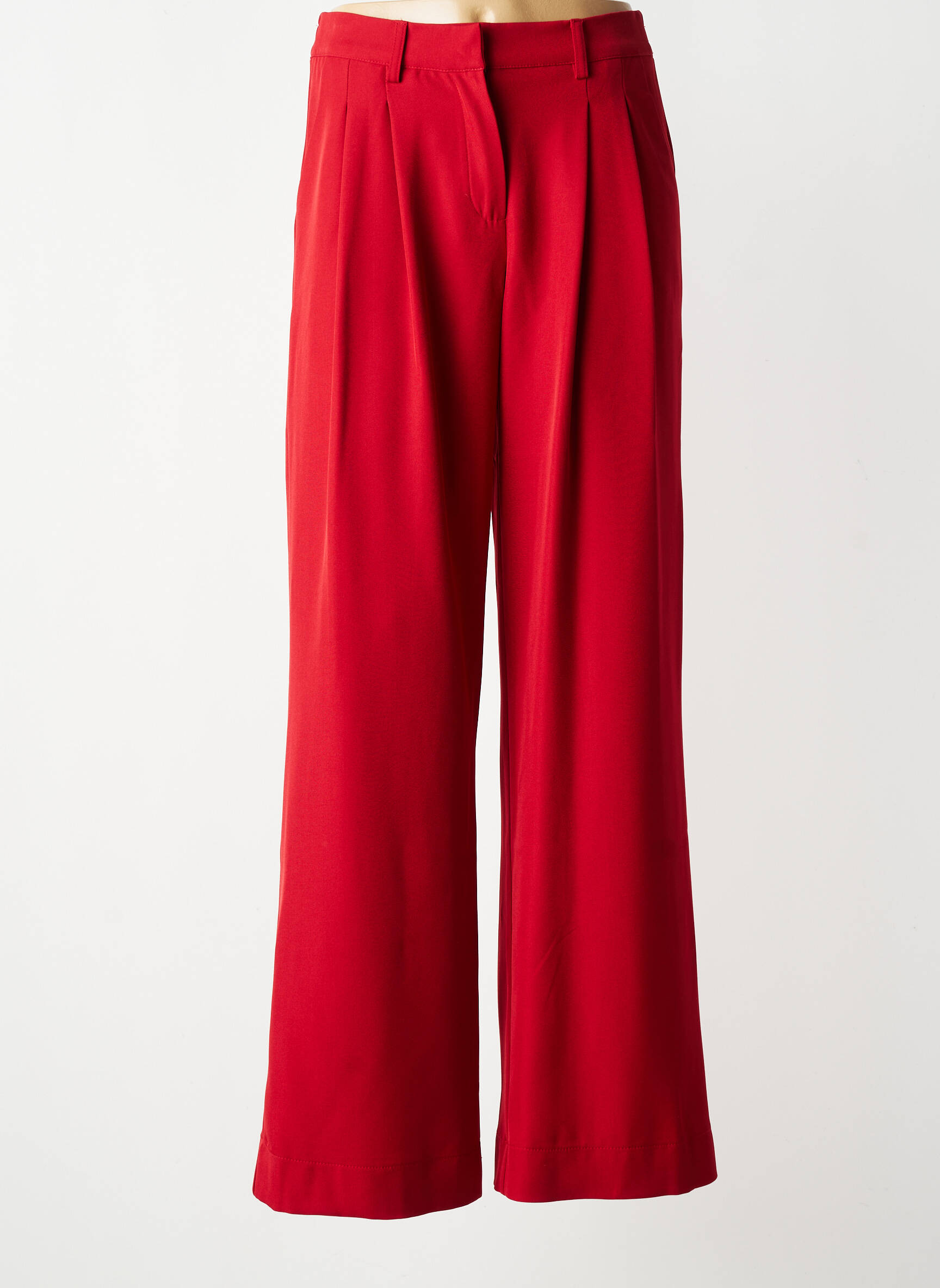 Pantalon larg țesătură crep mărime normală roșu AN' GE femeie