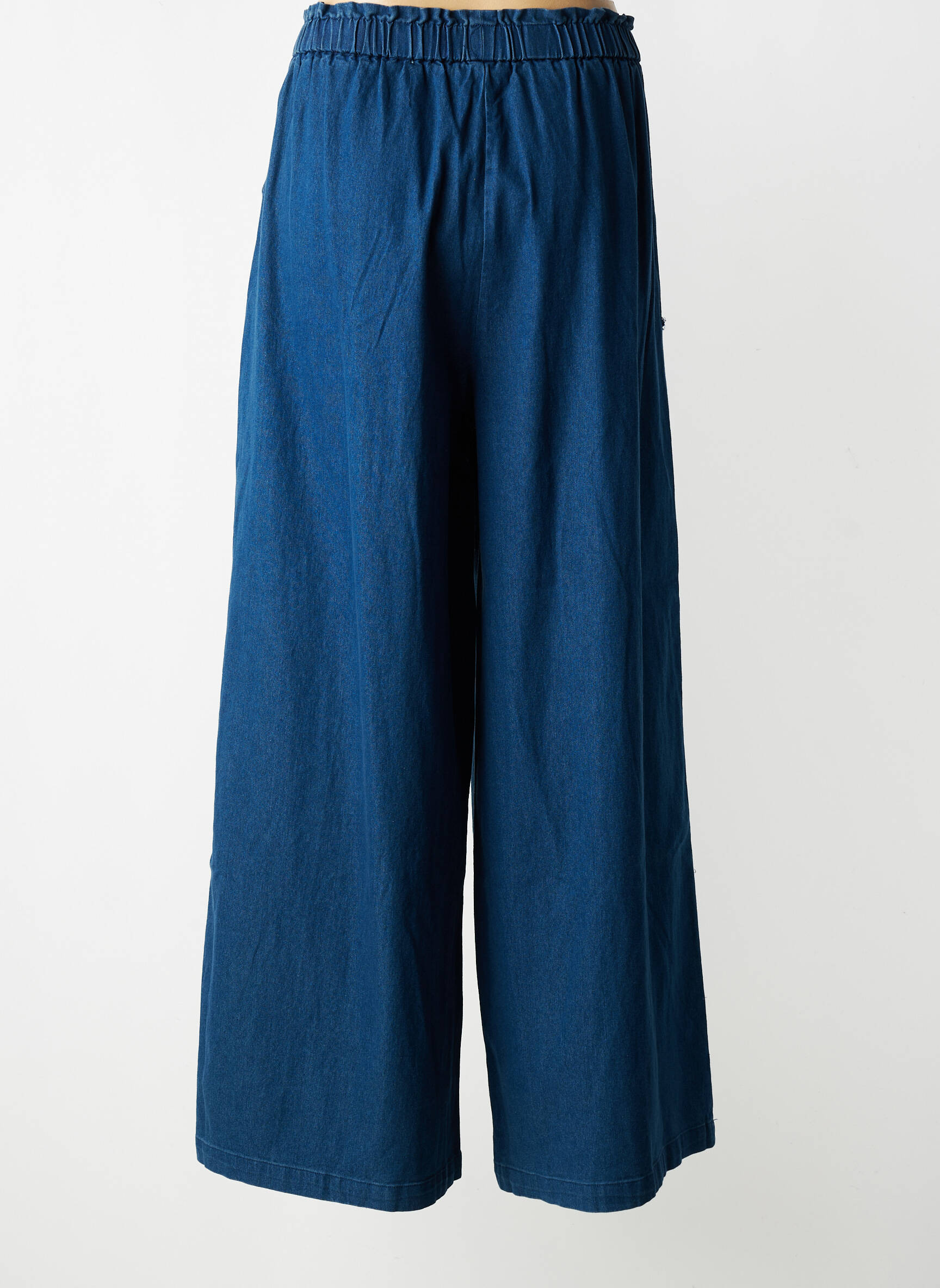 Pantalon larg țesătură poplin mărime normală albastru SEE U SOON femeie