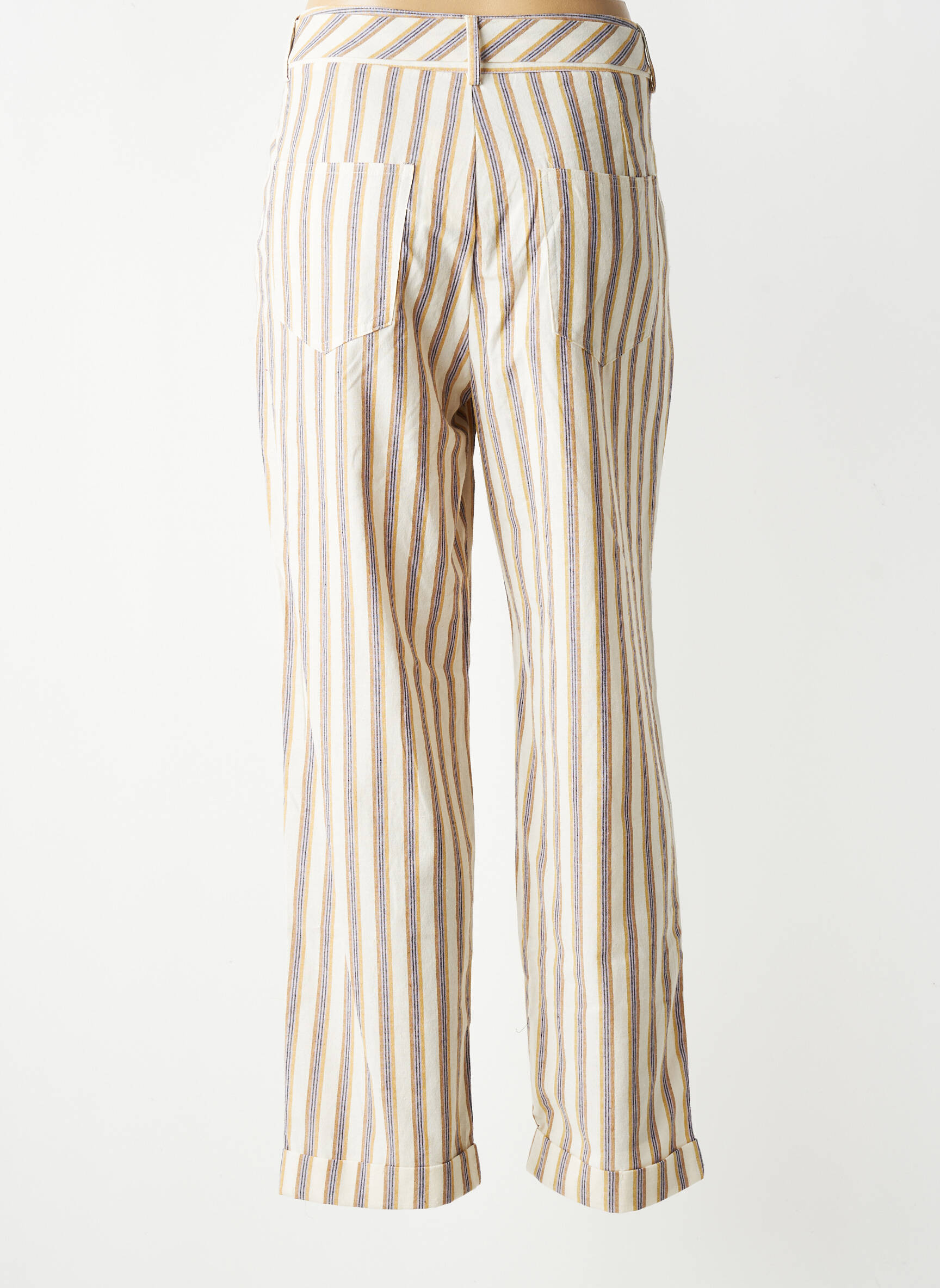 Pantalon drept țesătură crep talie înaltă bej SEE U SOON femeie