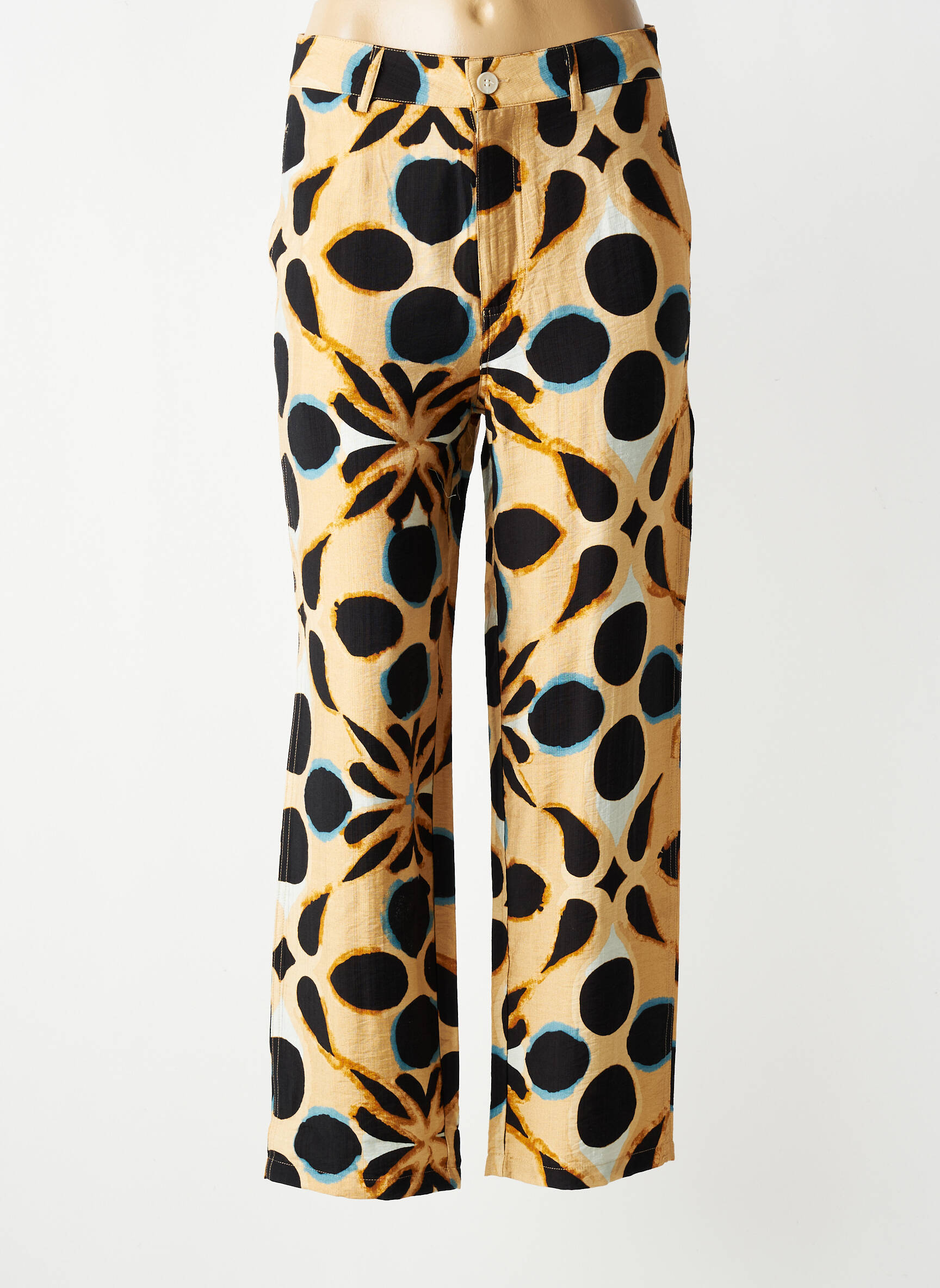 Pantalon drept țesătură crep mărime normală bej SEE U SOON femeie