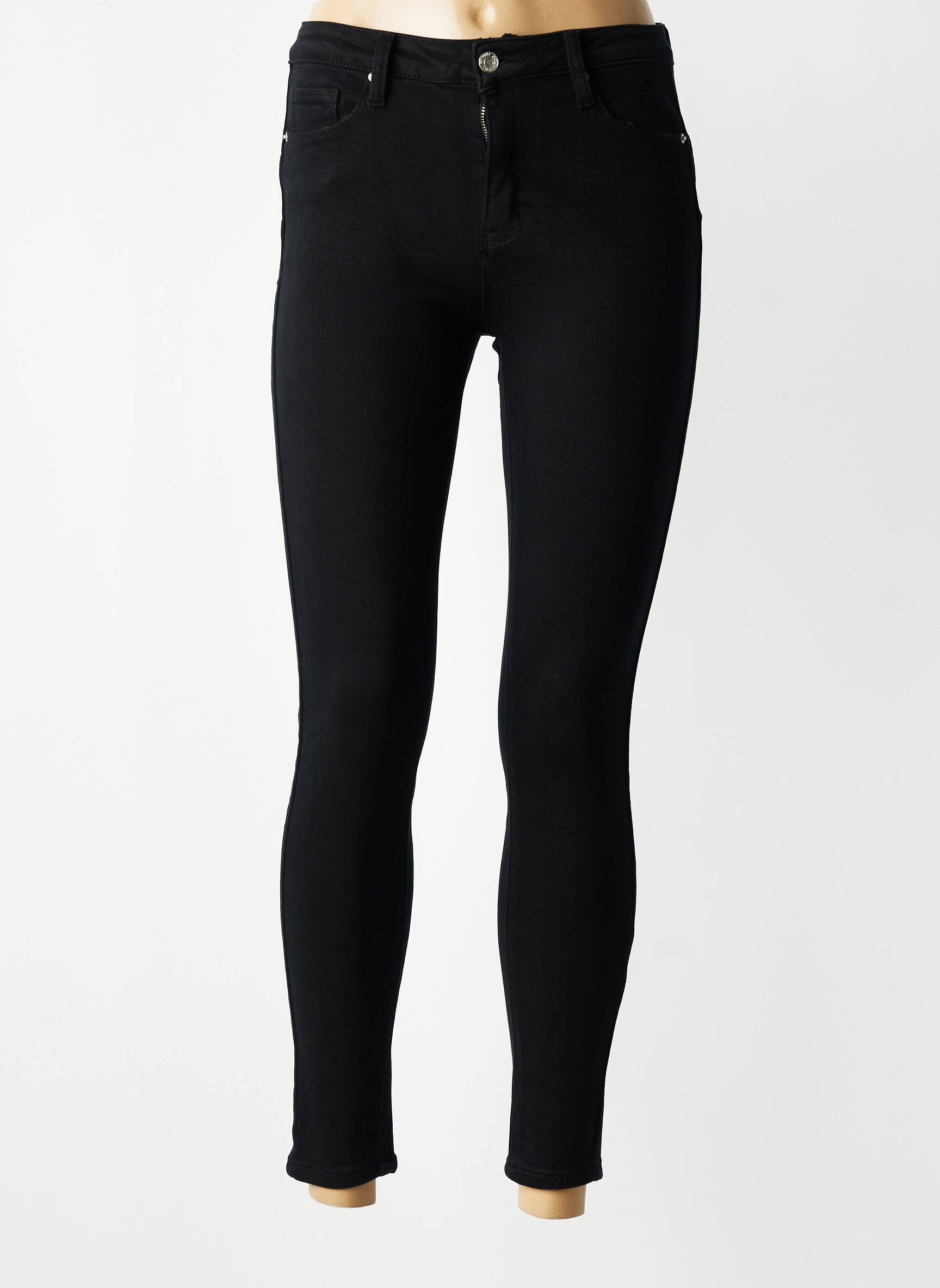 Blugi skinny talie înaltă talie înaltă negru COLORFUL femeie