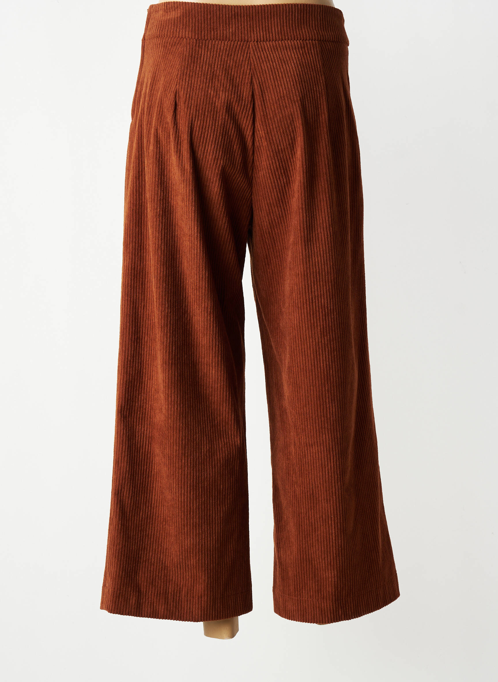 Pantalon 7/8 talie cu cleme mărime normală maro HIPPOCAMPE femeie