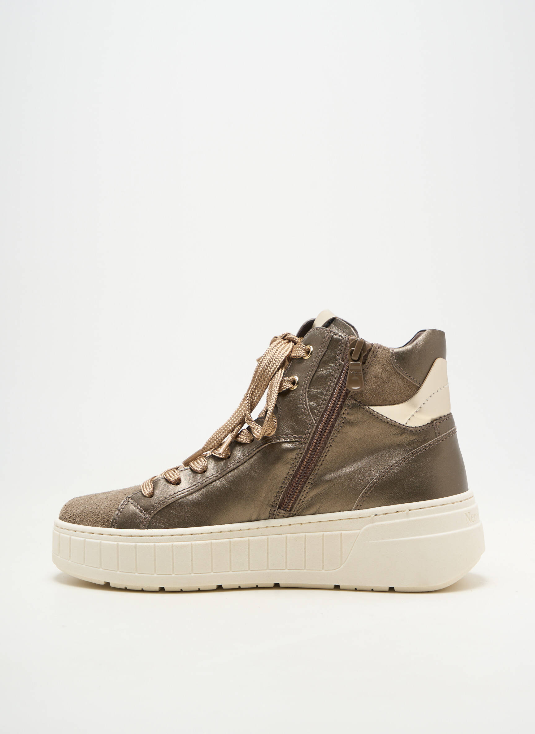 Adidași material neted toc de 4 la 6 cm maro NERO GIARDINI femeie