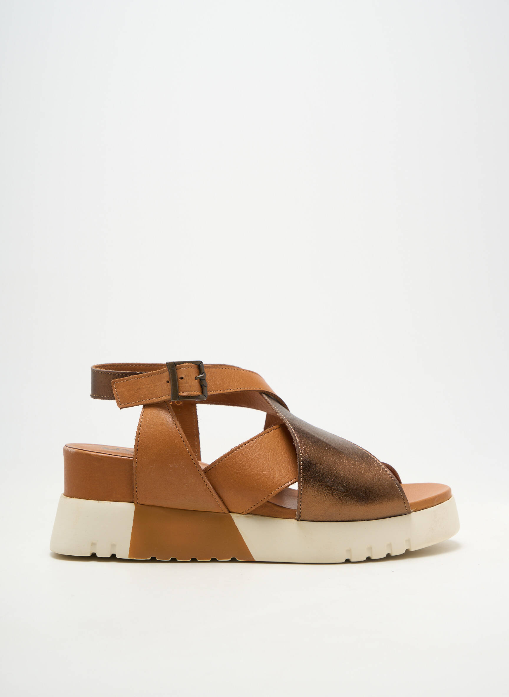Sandale/pantofi decupați material neted toc de 4 la 6 cm maro FELMINI femeie