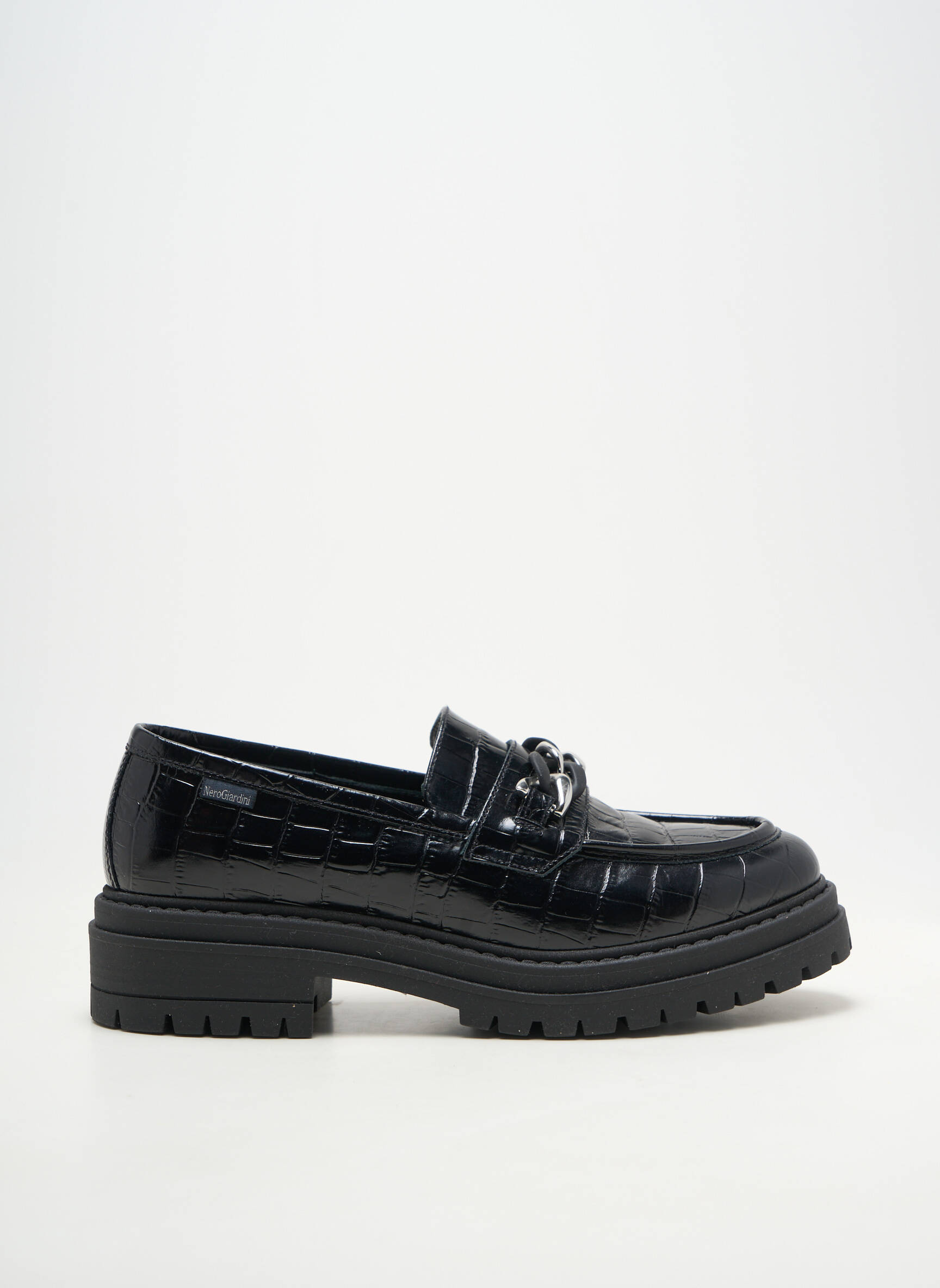 Mocasini material neted toc de 4 la 6 cm negru NERO GIARDINI femeie