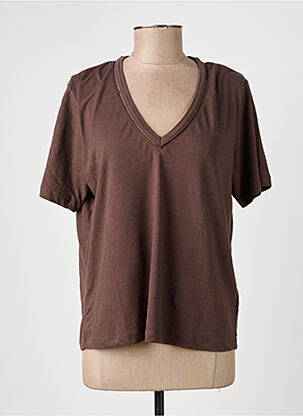 Tricou croială dreaptă mâneci scurte maro SCOTCH & SODA femeie