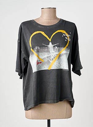 Tricou serigrafie mâneci scurte gri LEON & HARPER femeie
