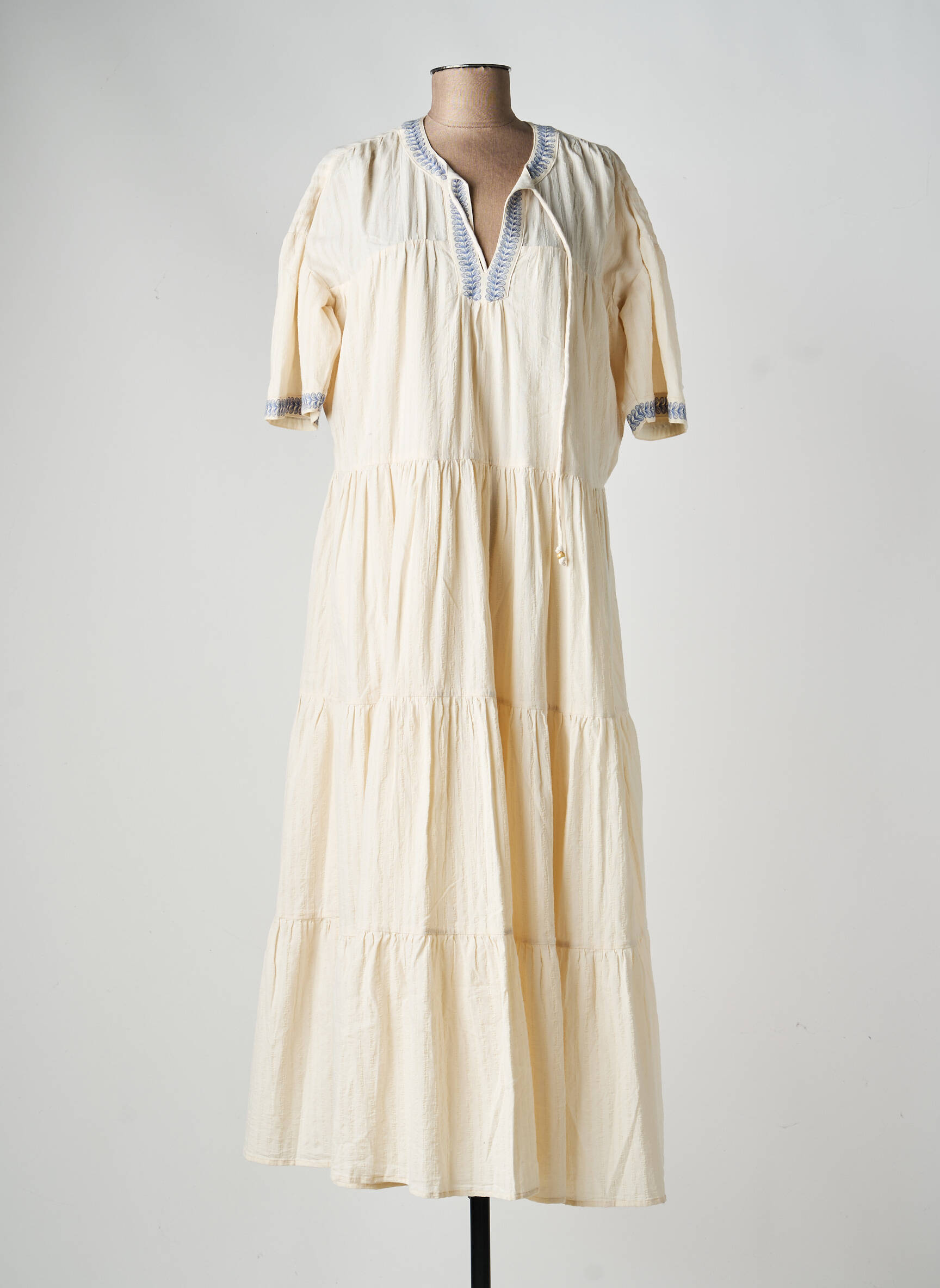 Rochie lungă mâneci scurte mâneci scurte bej SCOTCH & SODA femeie