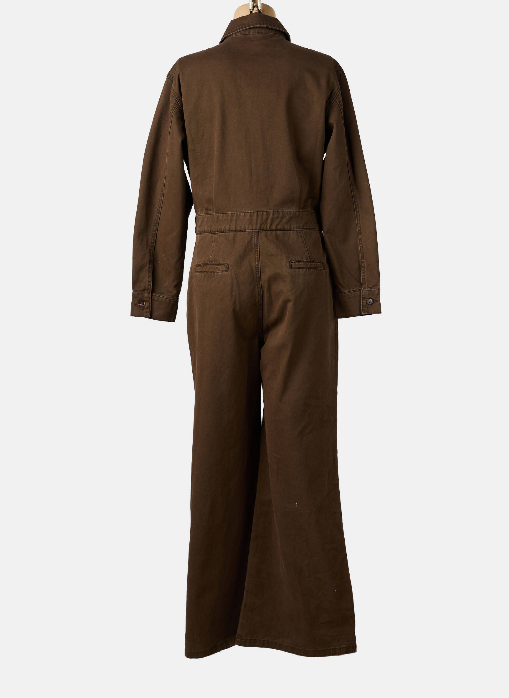 Salopetă-pantalon guler de bluză mâneci lungi maro SUNCOO femeie