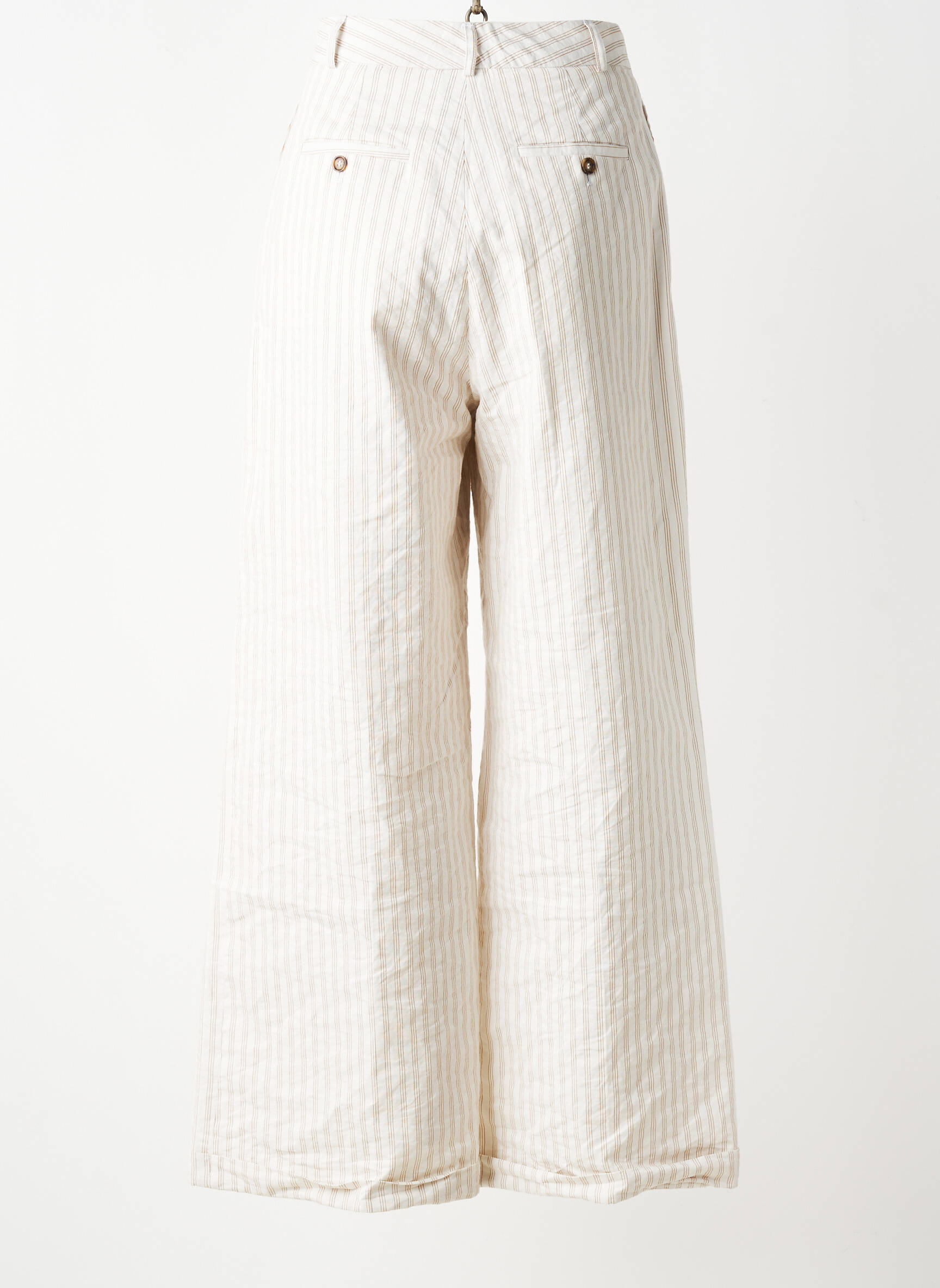 Pantalon larg țesătură poplin talie înaltă bej LEON & HARPER femeie