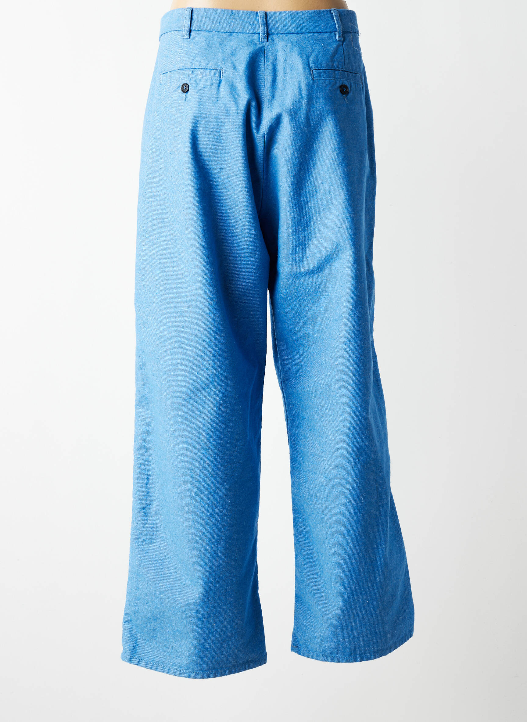 Pantalon drept talie cu cleme mărime normală albastru LEON & HARPER femeie