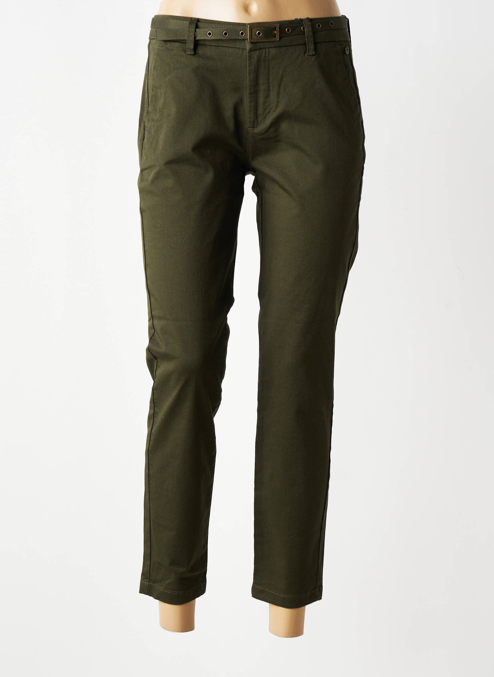 Pantalon 7/8 talie cu cleme mărime normală verde FREEMAN T.PORTER femeie