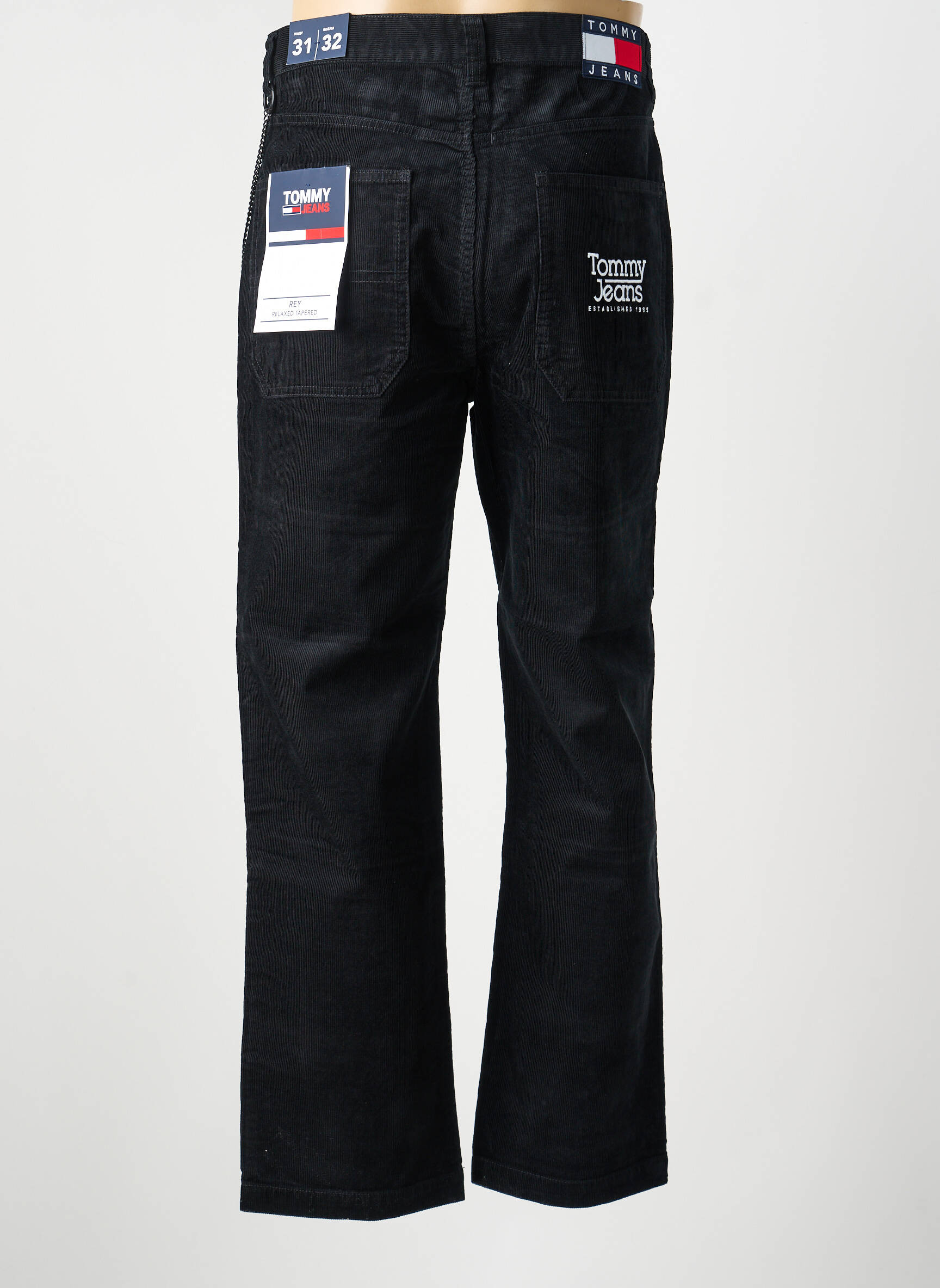 Pantalon drept elasticitate mărime normală negru TOMMY HILFIGER bărbat