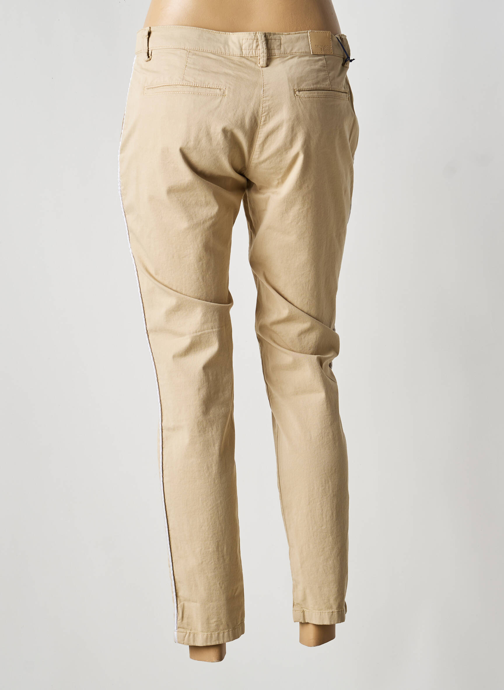 Pantalon chino broderie galoni laterali mărime normală bej TRUSSARDI JEANS femeie