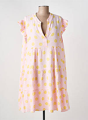 Rochie scurtă croială evazată mâneci scurte portocalie ROSAN & CO femeie