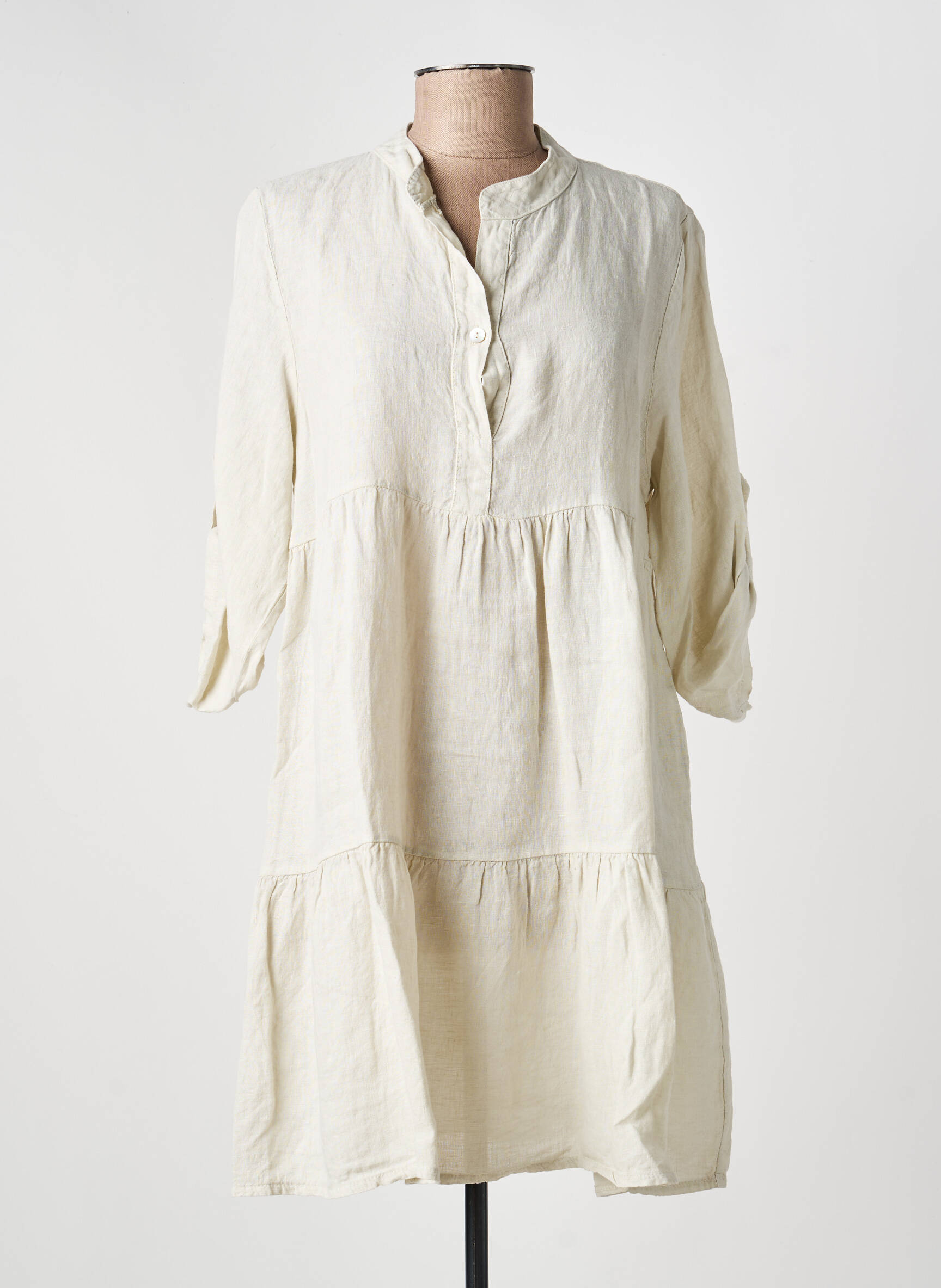 Rochie scurtă mâneci 3/4 mâneci 3/4 gri NAIS femeie