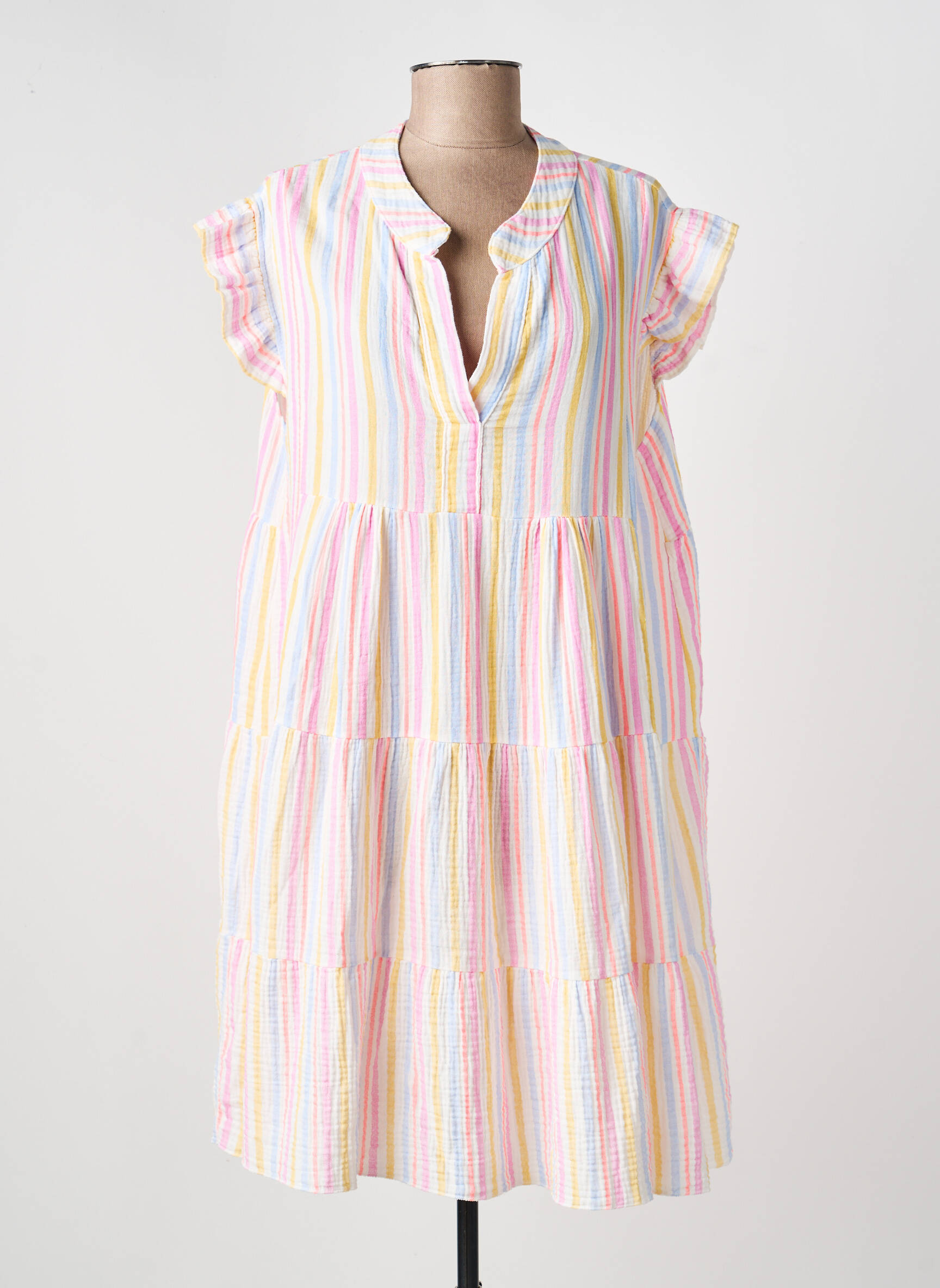 Rochie midi țesătură crep mâneci scurte roz ROSAN & CO femeie