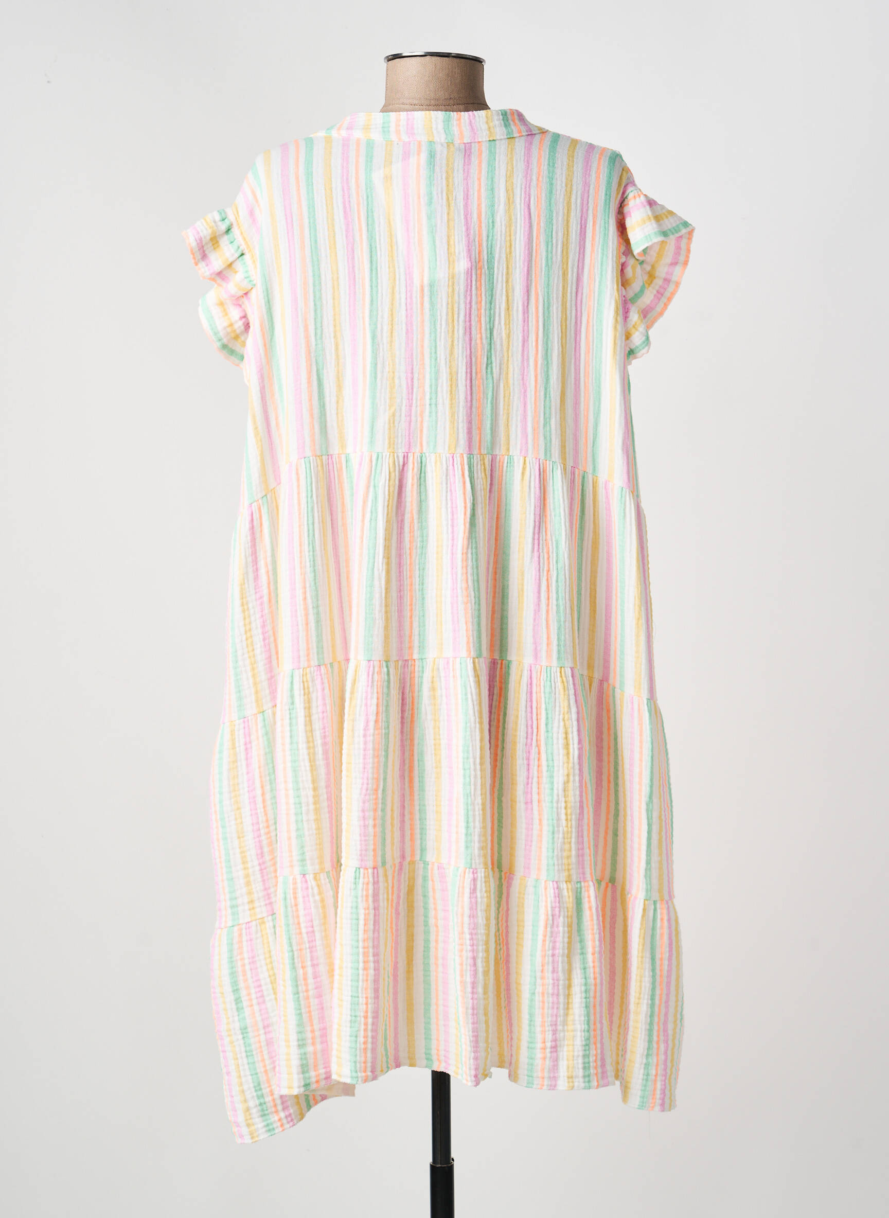 Rochie midi țesătură crep mâneci scurte galben ROSAN & CO femeie