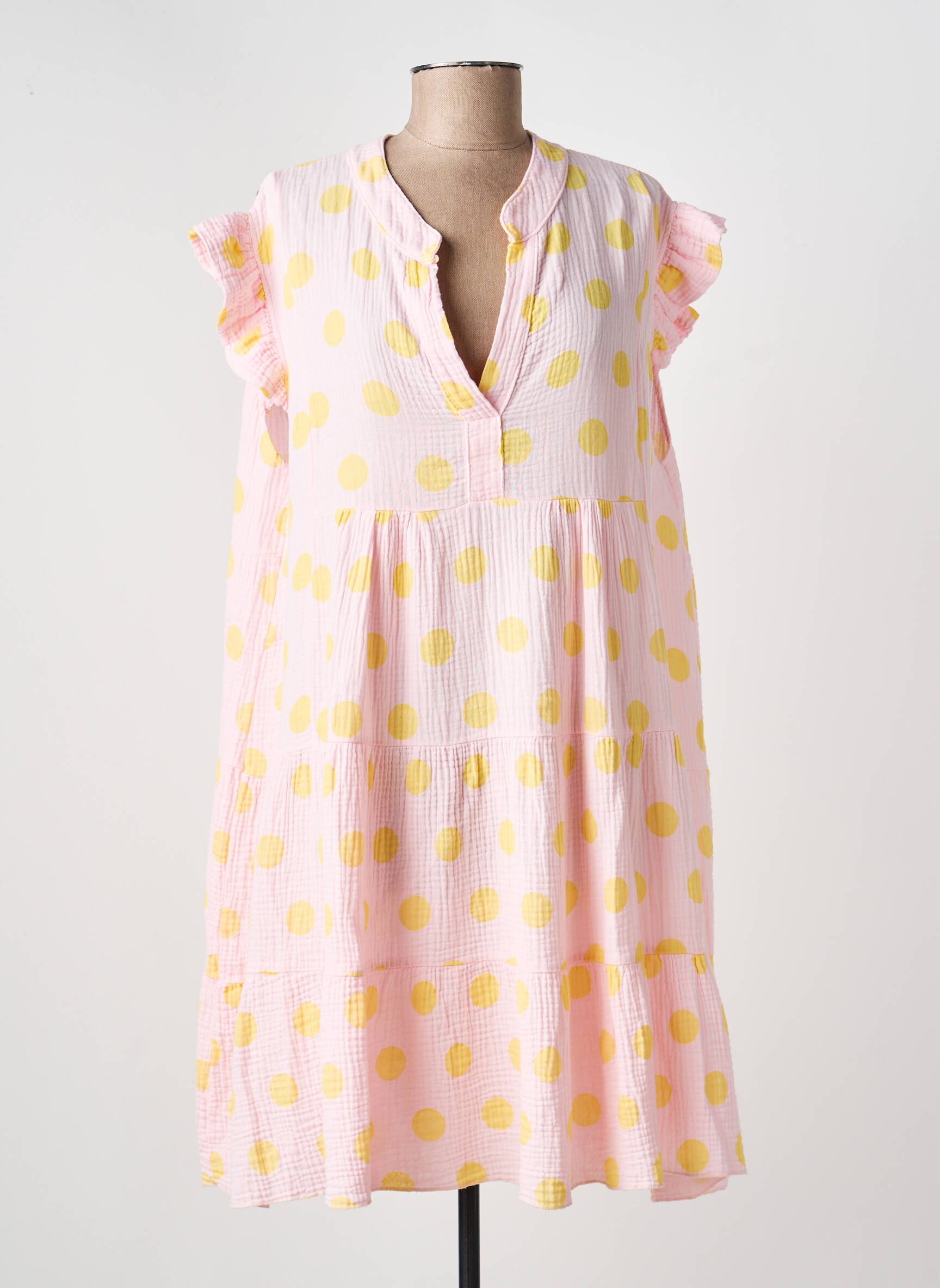 Rochie scurtă croială evazată mâneci scurte portocalie ROSAN & CO femeie