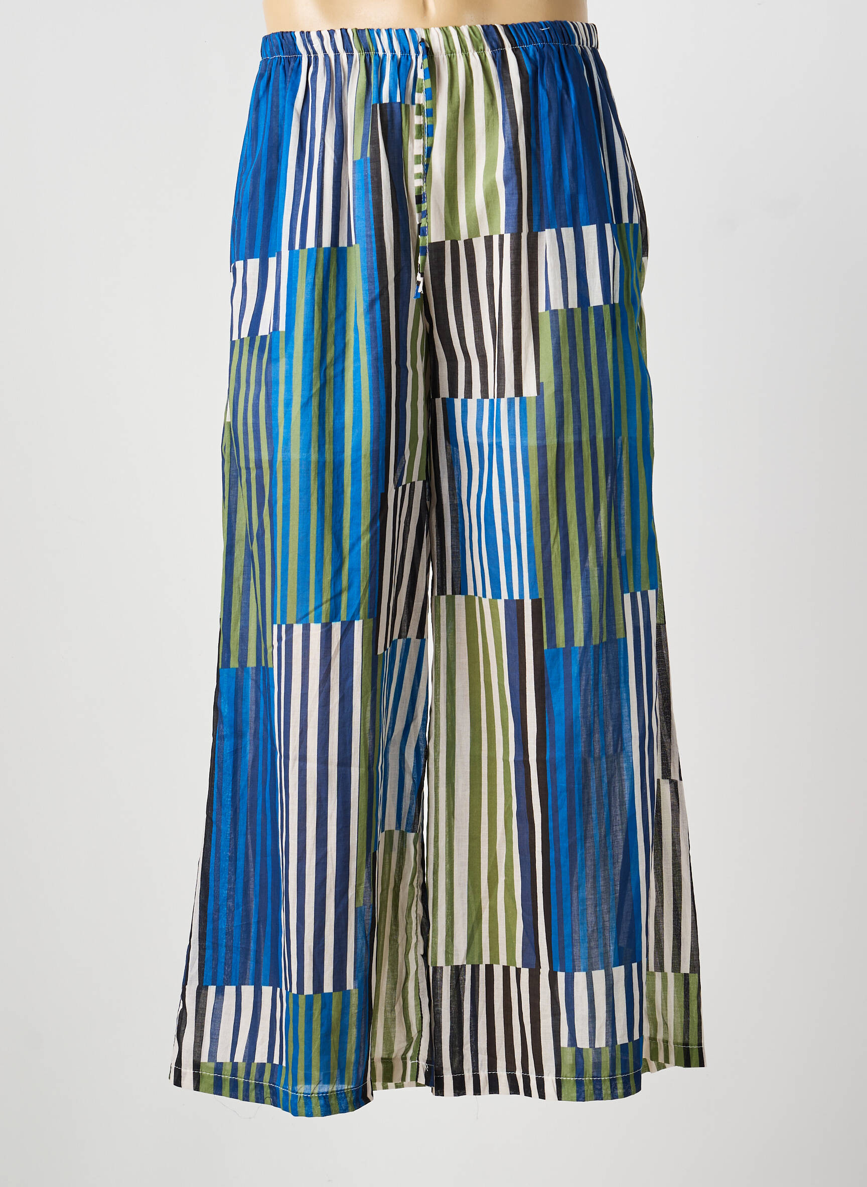 Pantalon larg țesătură poplin mărime normală albastru SUNNY STUDIO femeie